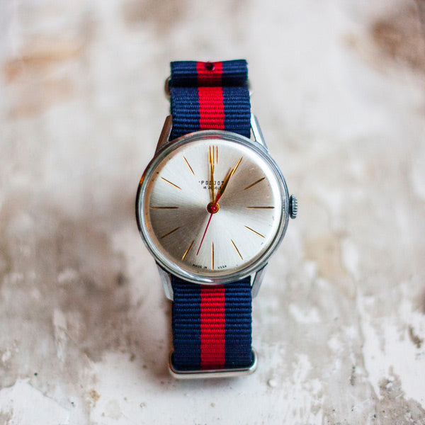 blue and red strap watch