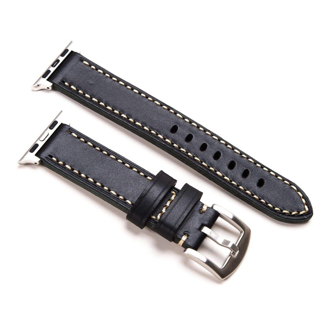 BluShark Apple Apple Watch Band (38/40mm) - Black Italian Calfskin Leather