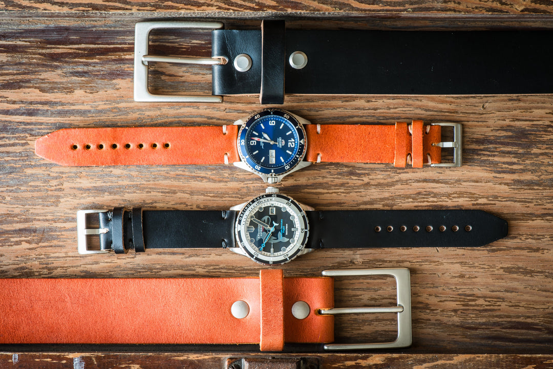 New Full Grain Horween Watch Strap and Belt Handmade in the USA - BluShark Straps
