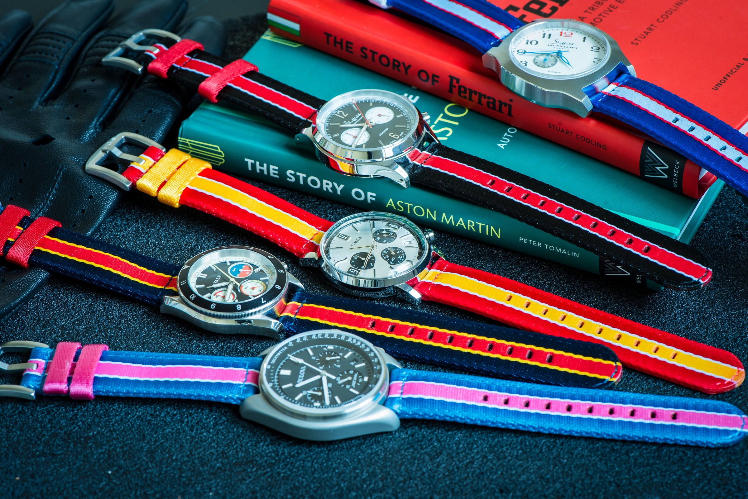 Alpha2 - Racing Stripe Watch Straps Two Piece Nylon BluShark Straps