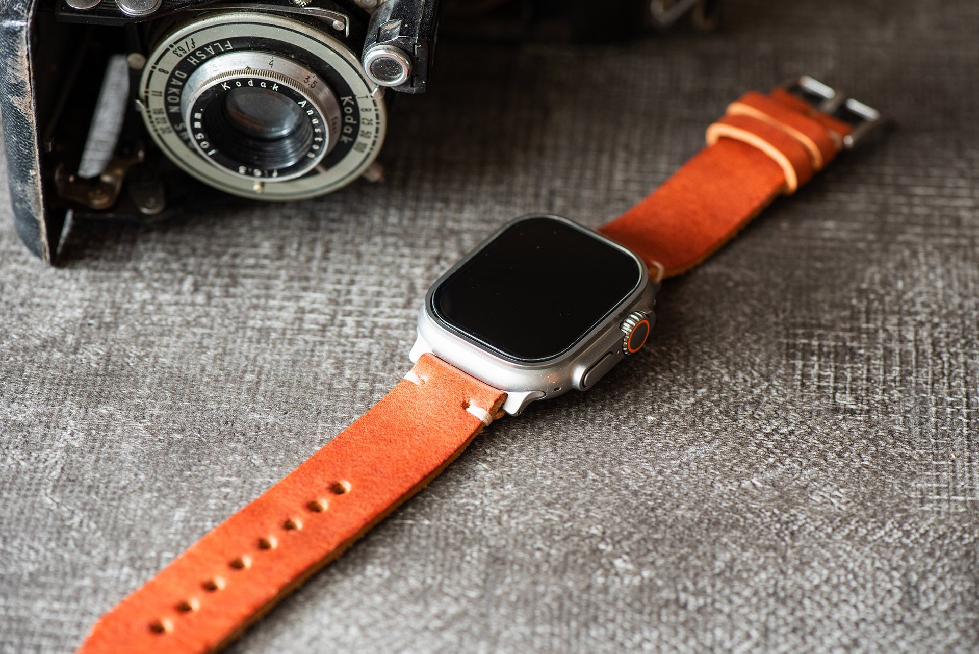 Horween Leather Apple Watch ULTRA Bands Made In The USA BluShark Straps