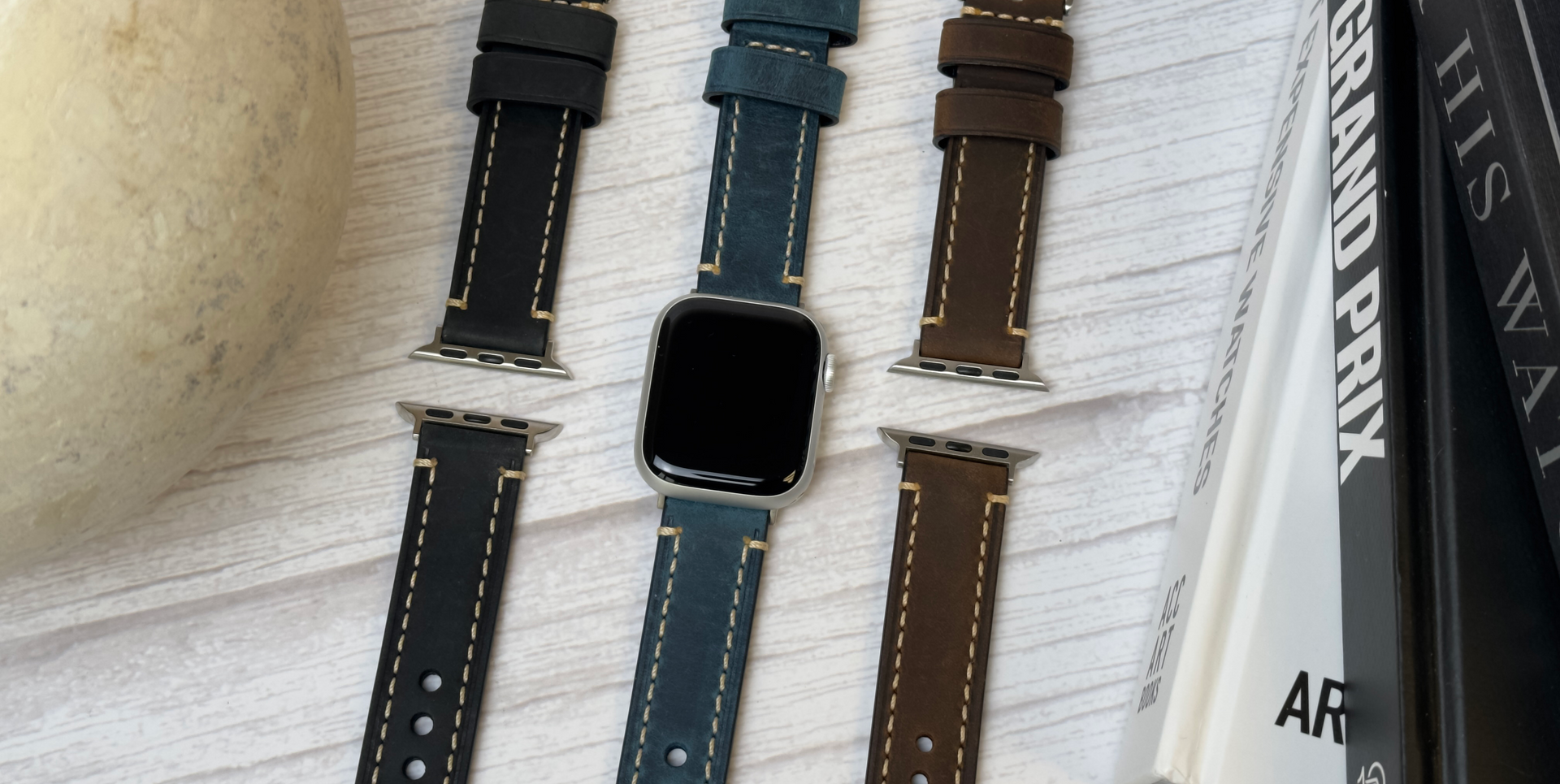 Leather Border Stitch Apple Watch Band