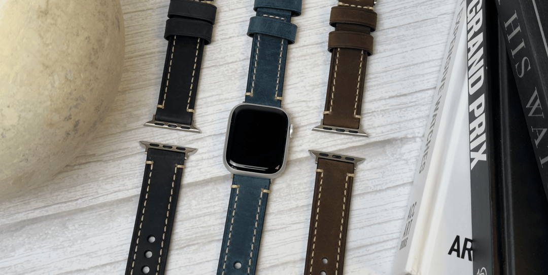 Apple Watch Band Leather Border Stitch - BluShark Straps