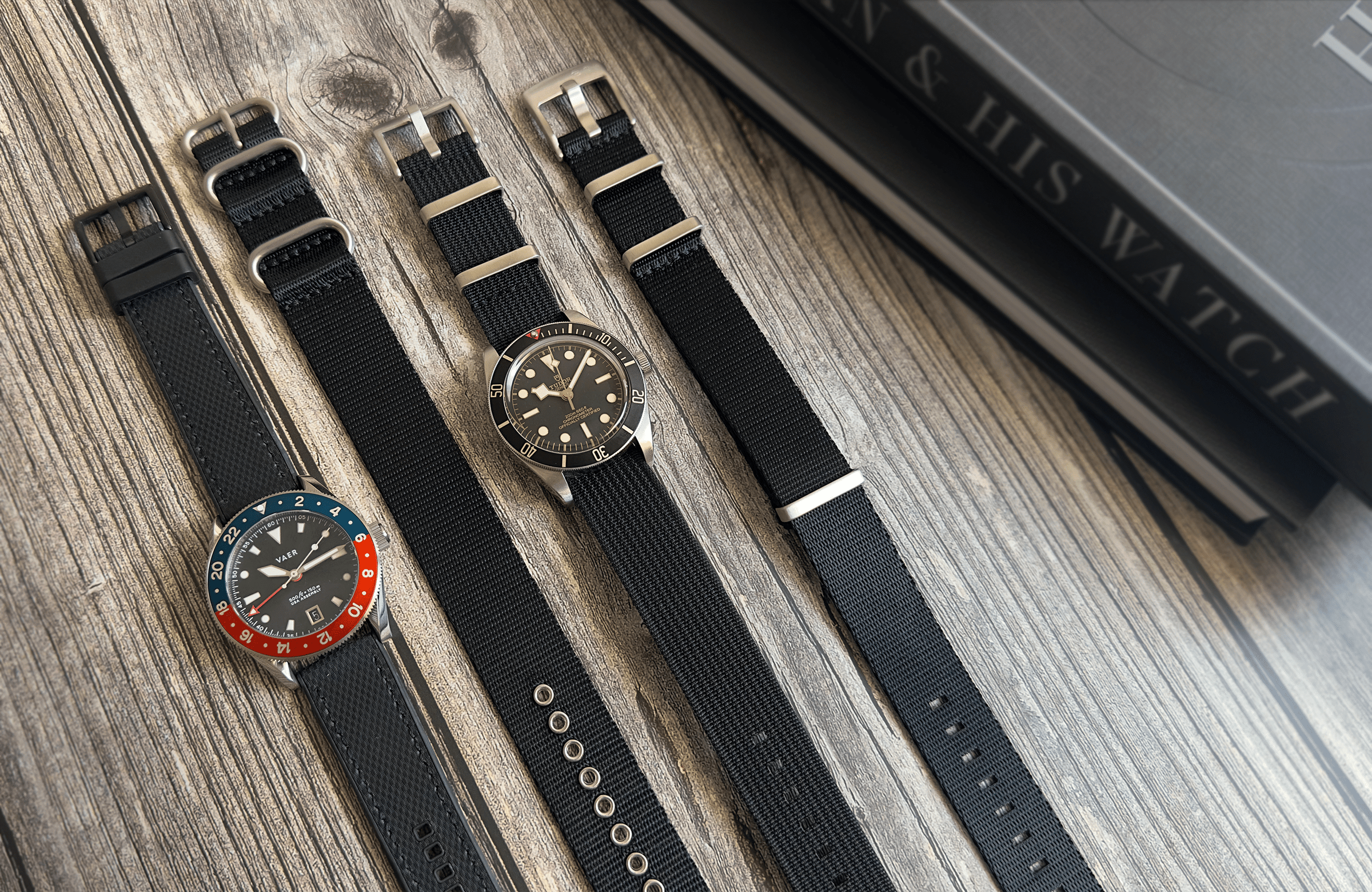 Black Watch Straps | Rubber, Nylon, Canvas, Leather. Watch Bands