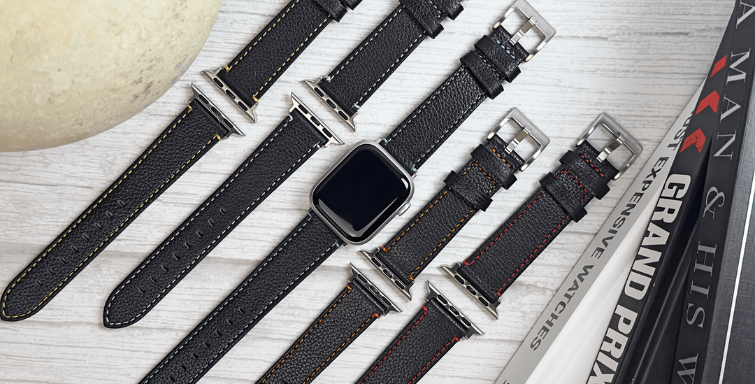 Leather Contrast Stitch Bands For Apple Watch - BluShark Straps