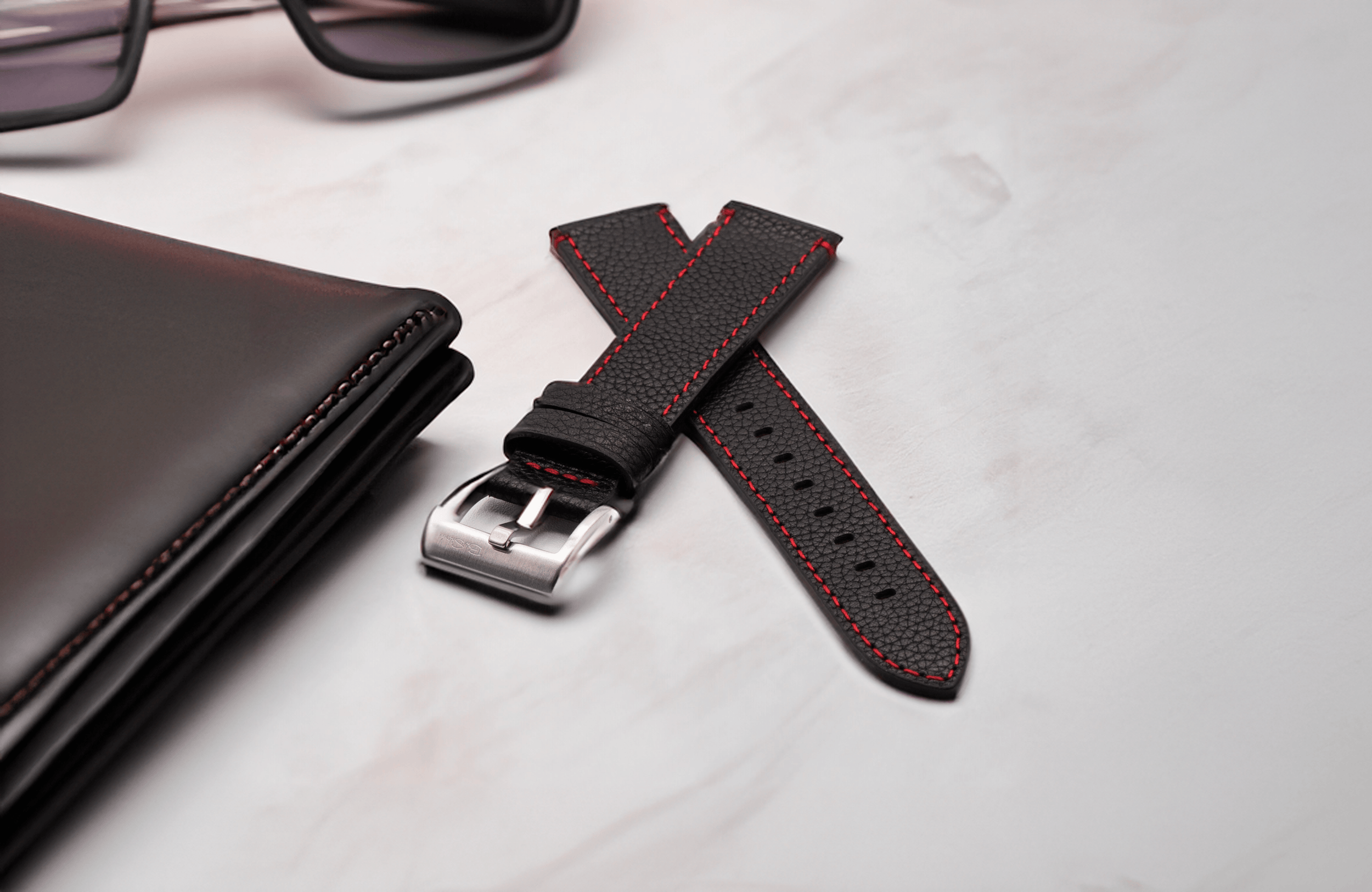 Leather Contrast Stitch Watch Bands - BluShark Straps