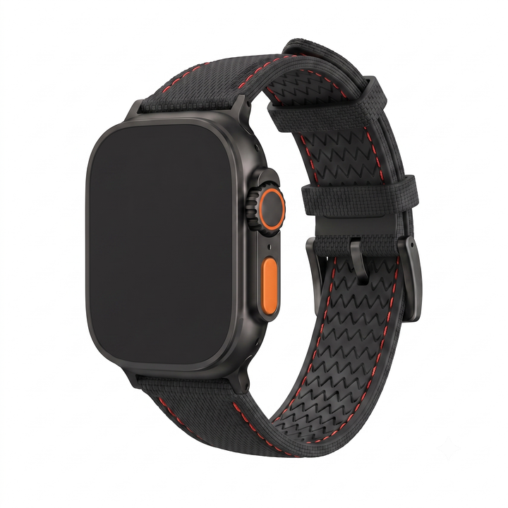 Sailcloth Rubber Buckle - For Apple Watch ULTRA - Black/Red