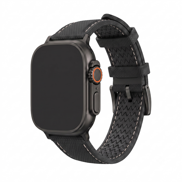 Sailcloth Rubber Buckle - For Apple Watch ULTRA - Black/White