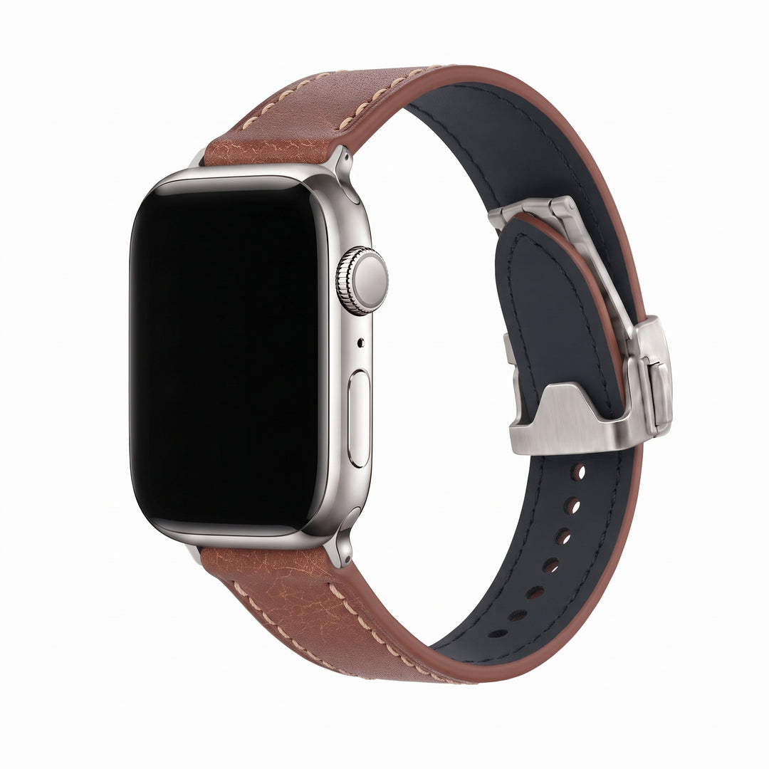 Leather Deploy Band - For Apple Watch - Amber