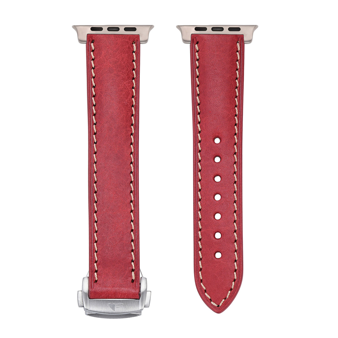Leather Deploy Band - For Apple Watch ULTRA - Garnet