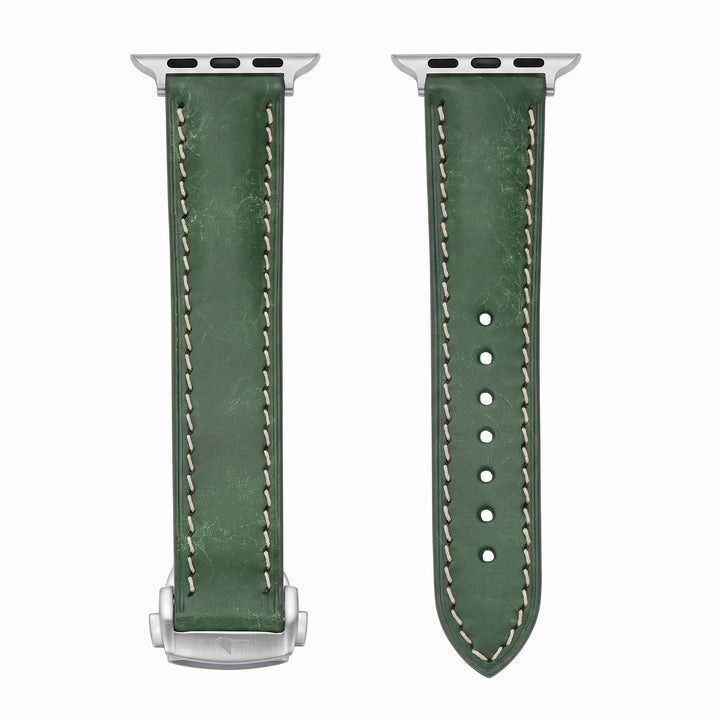 Leather Deploy Band - For Apple Watch - Jade