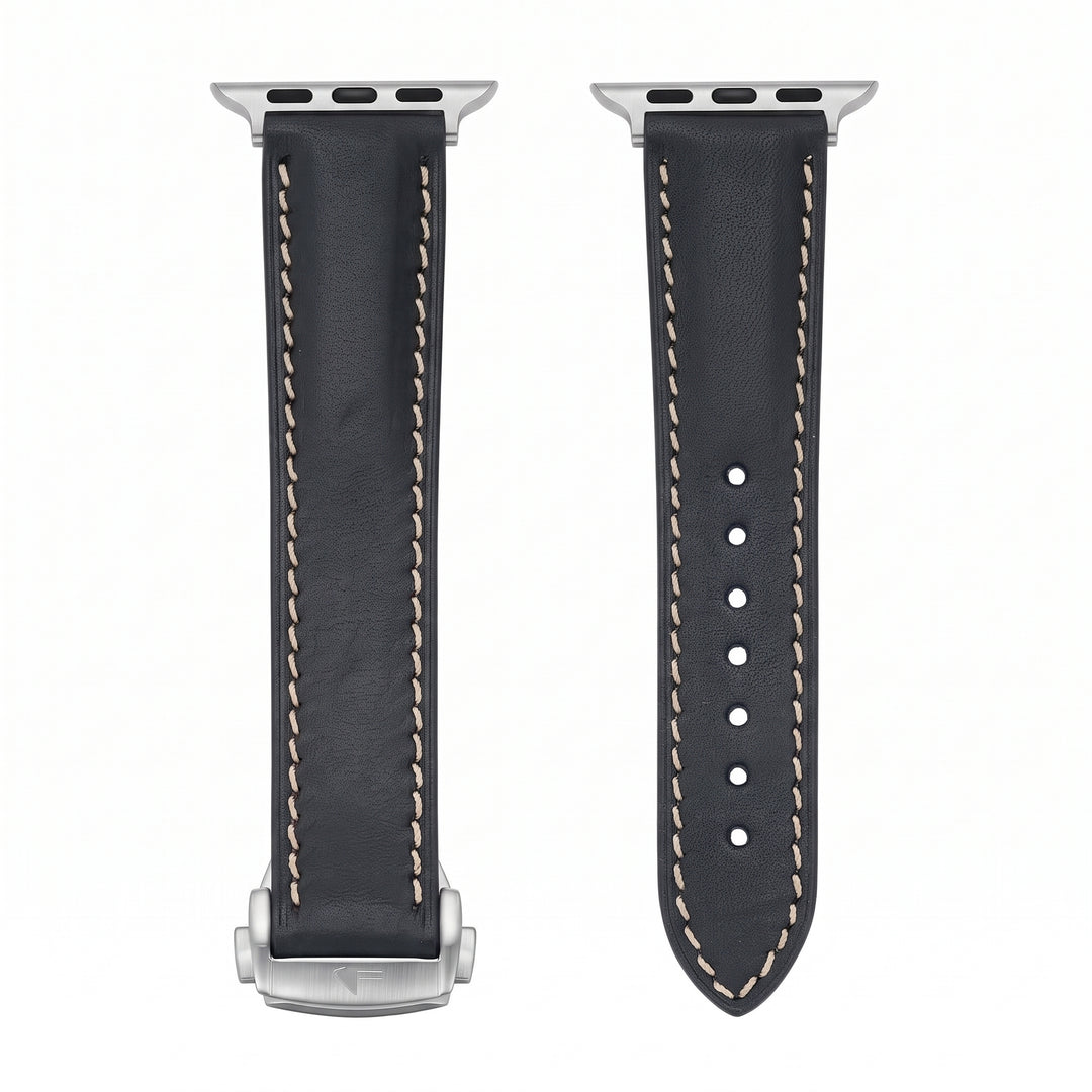 Leather Deploy Band - For Apple Watch - Onyx