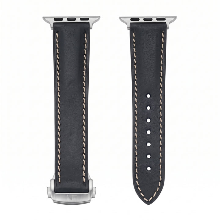 Leather Deploy Band - For Apple Watch - Onyx
