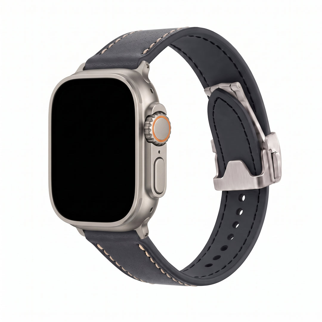 Leather Deploy Band - For Apple Watch ULTRA - Onyx
