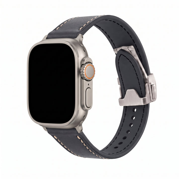 Leather Deploy Band - For Apple Watch ULTRA - Onyx