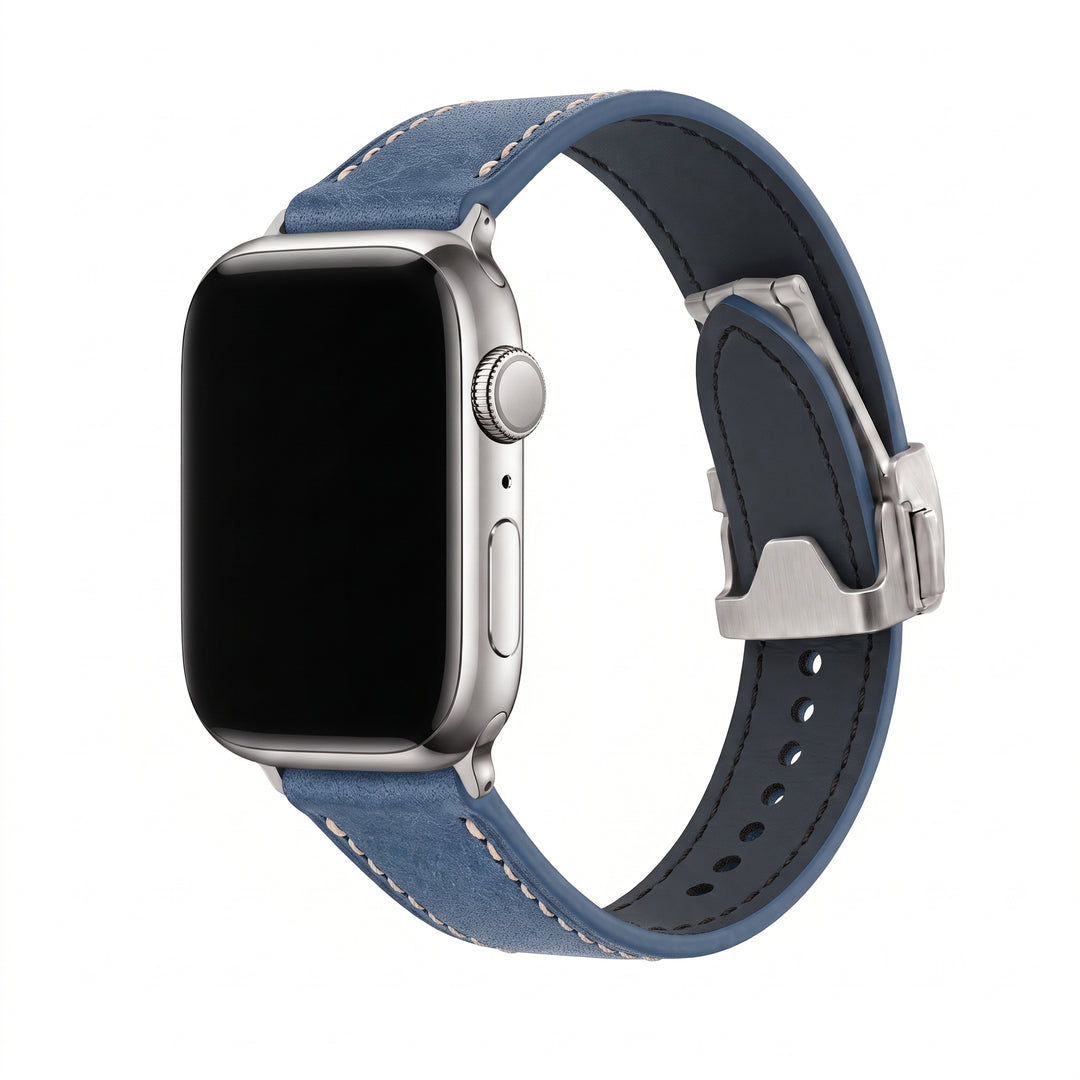Leather Deploy Band - For Apple Watch - Sapphire