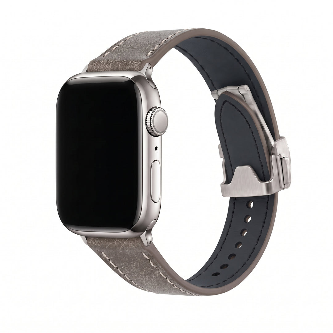 Leather Deploy Band - For Apple Watch - Slate
