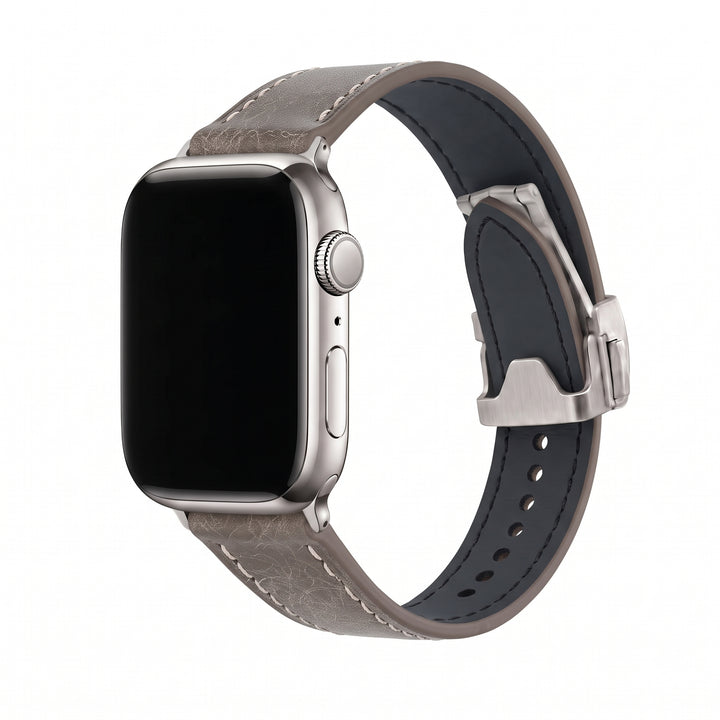 Leather Deploy Band - For Apple Watch - Slate