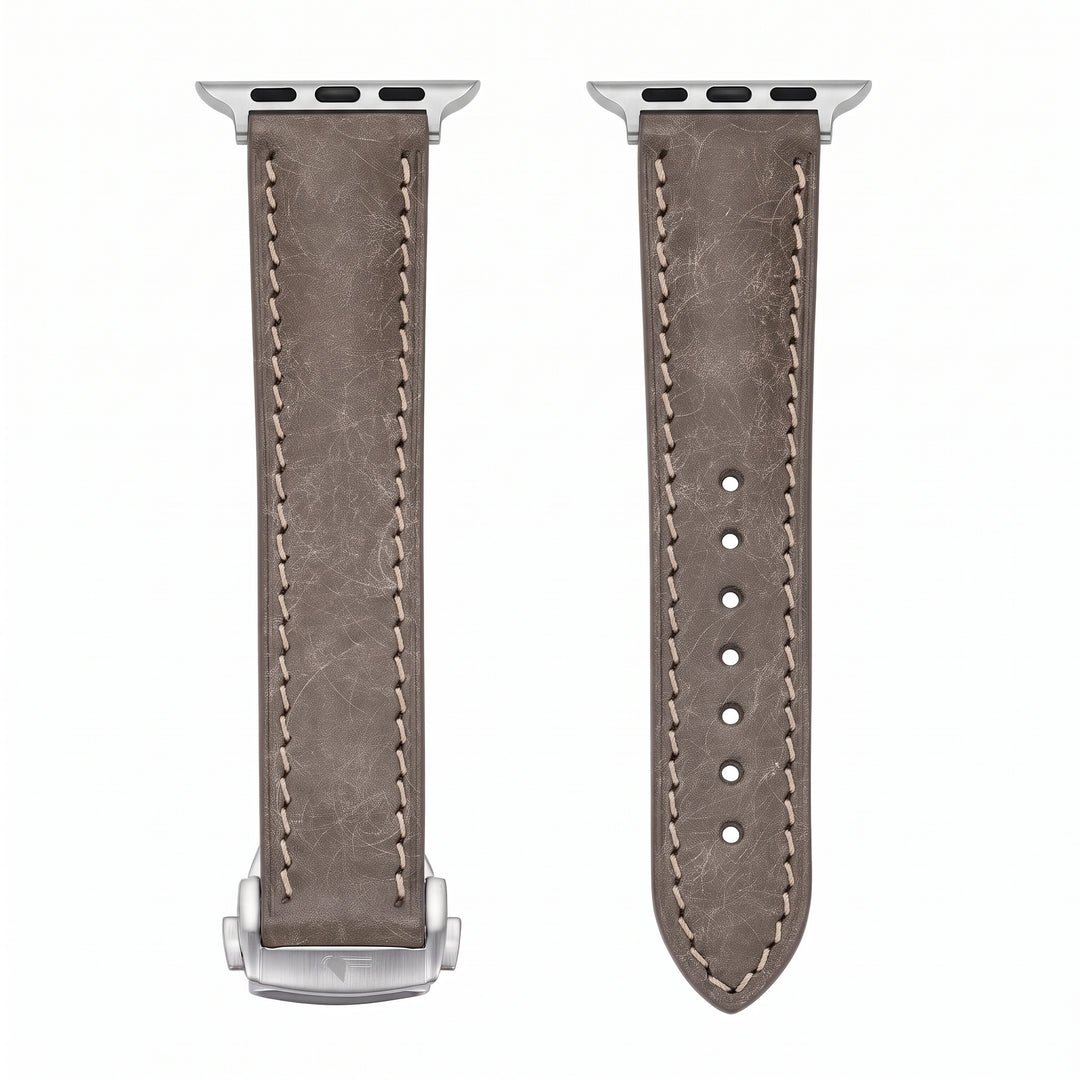 Leather Deploy Band - For Apple Watch - Slate