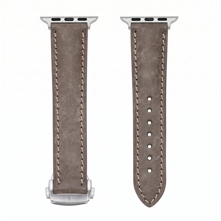 Leather Deploy Band - For Apple Watch - Slate