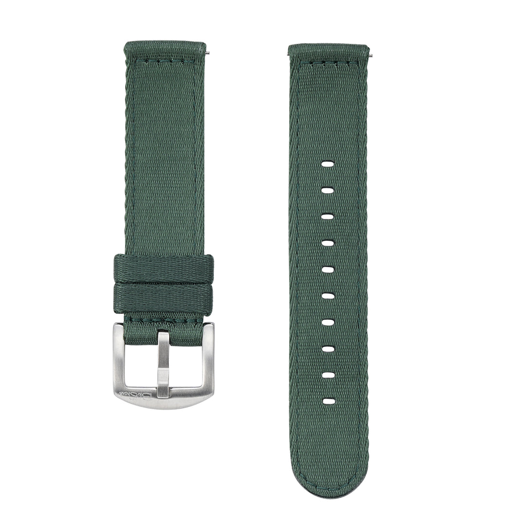 BluShark Straps Alpha2 two-piece nylon watch strap in Pine Barrens – both strap pieces shown side by side