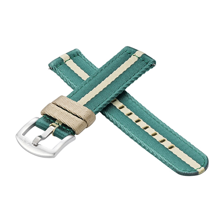 BluShark Straps Alpha2 two-piece nylon watch strap in Scout – crossed straps with stainless steel buckle