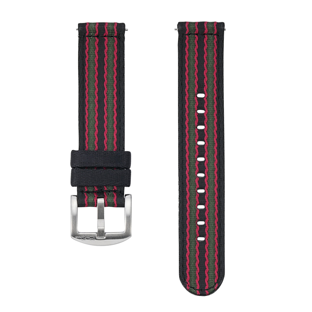 BluShark Straps Alpha2 two-piece nylon watch strap in Vintage Bond – both strap pieces shown side by side