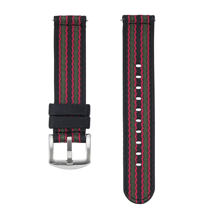 BluShark Straps Alpha2 two-piece nylon watch strap in Vintage Bond – both strap pieces shown side by side