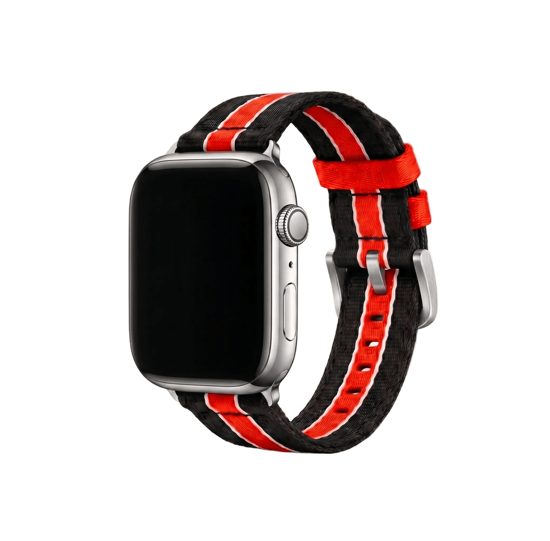 Alpha2 Band - For Apple Watch - Racing Stripe - Black Red White - BluShark Straps