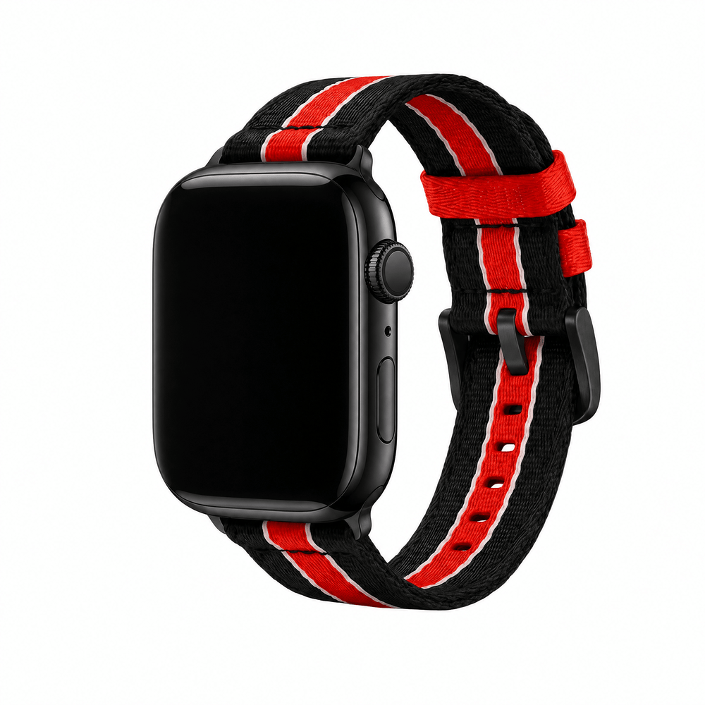 Alpha2 Band - For Apple Watch - Racing Stripe - Black Red White - BluShark Straps
