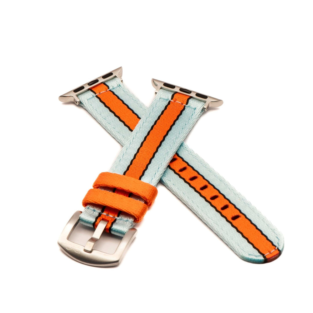 Alpha2 Band - For Apple Watch - Racing Stripe - Blue Orange Black - BluShark Straps