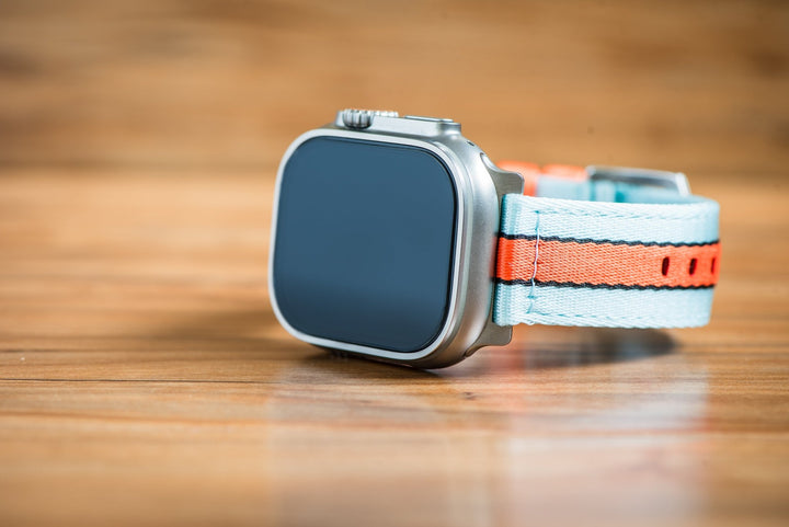 Alpha2 Band - For Apple Watch - Racing Stripe - Blue Orange Black - BluShark Straps