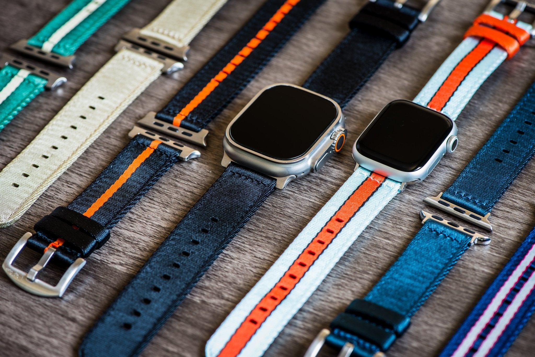 Apple Band - Alpha2 Nylon - Racing Stripe - Blue Orange Black