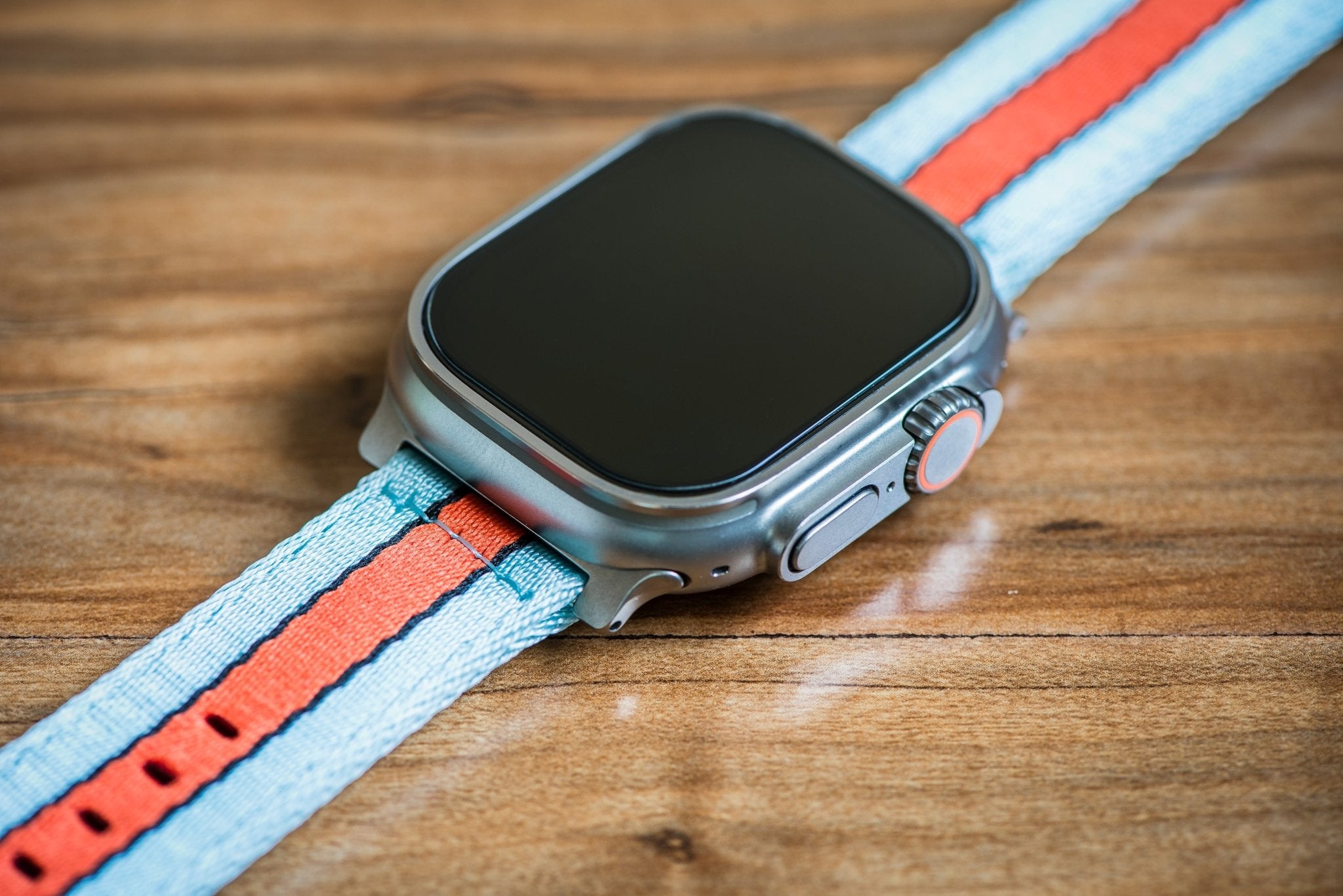 Apple Band - Alpha2 Nylon - Racing Stripe - Blue Orange Black