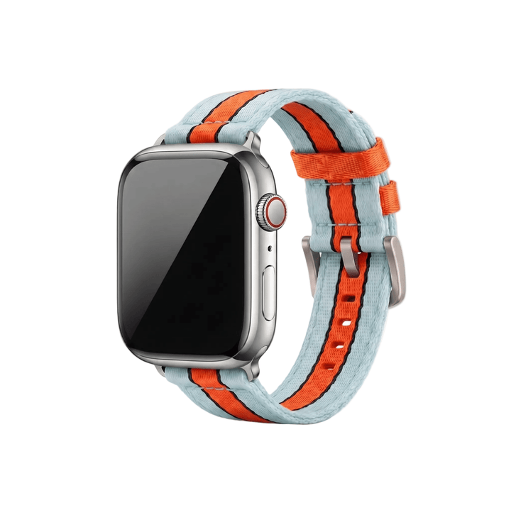 Alpha2 Band - For Apple Watch - Racing Stripe - Blue Orange Black - BluShark Straps