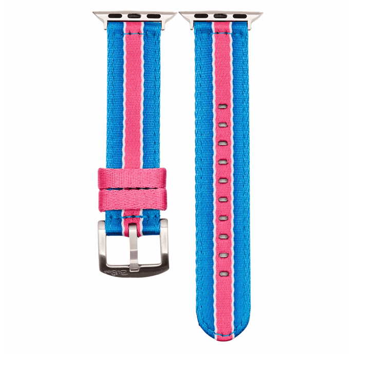 Alpha2 Band - For Apple Watch - Racing Stripe - Blue Pink White - BluShark Straps