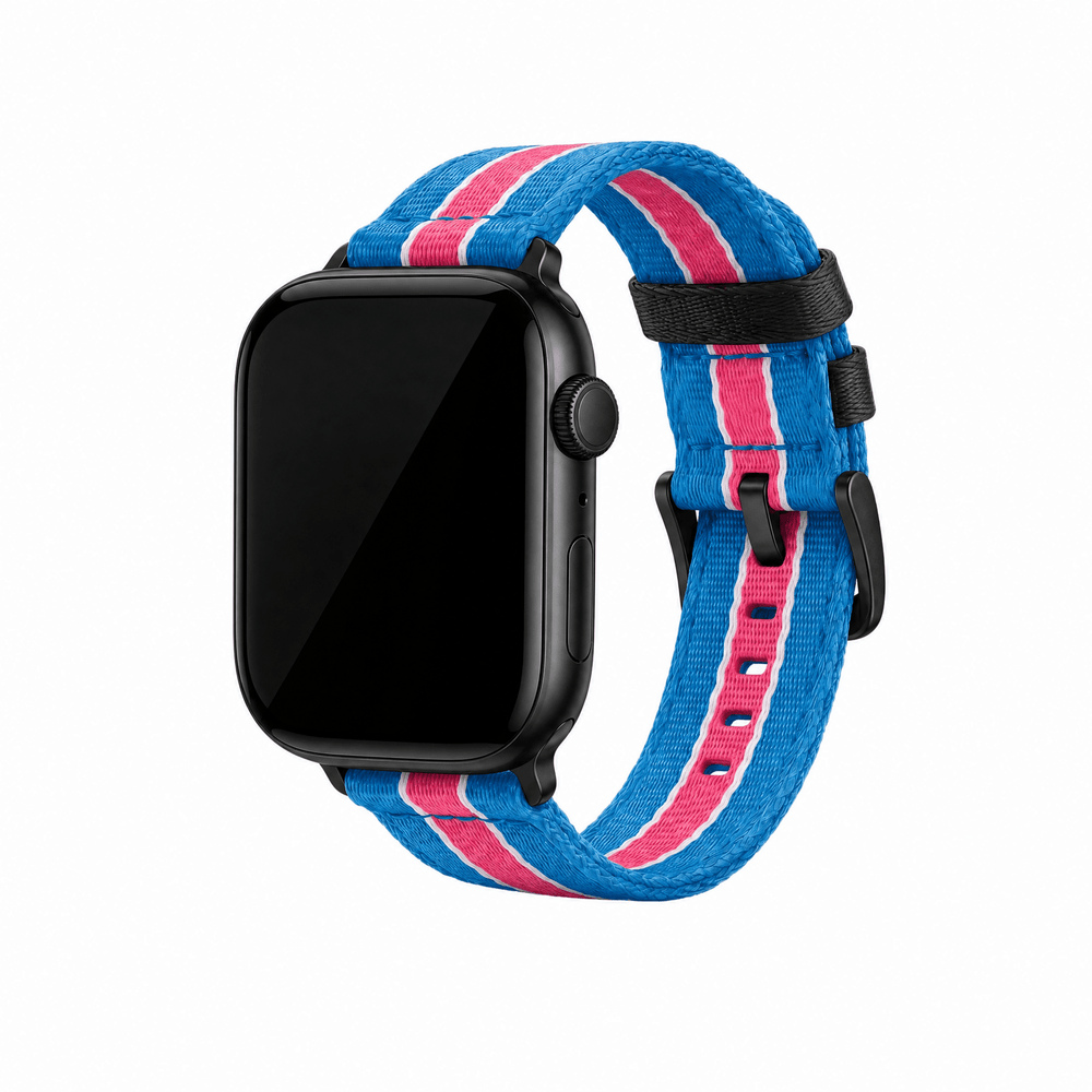 Alpha2 Band - For Apple Watch - Racing Stripe - Blue Pink White - BluShark Straps