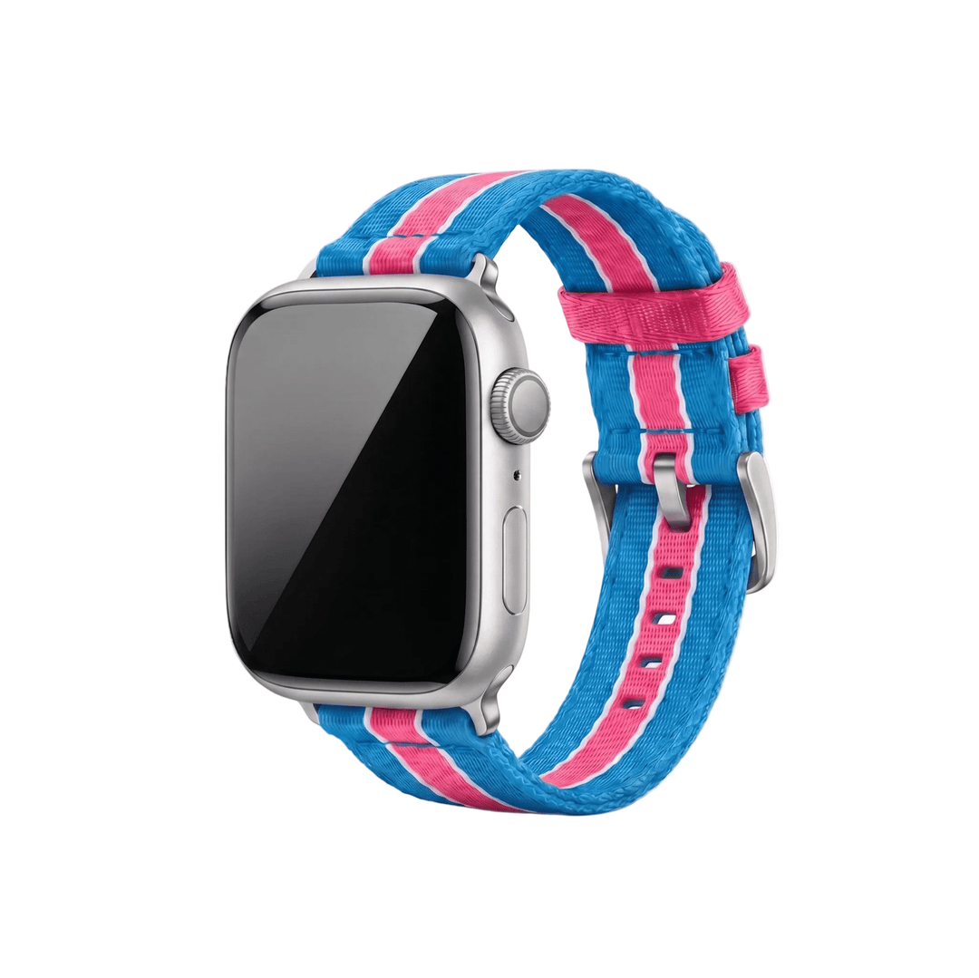 Alpha2 Band - For Apple Watch - Racing Stripe - Blue Pink White - BluShark Straps