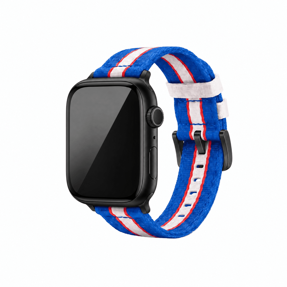 Alpha2 Band - For Apple Watch - Racing Stripe - Blue White Red - BluShark Straps