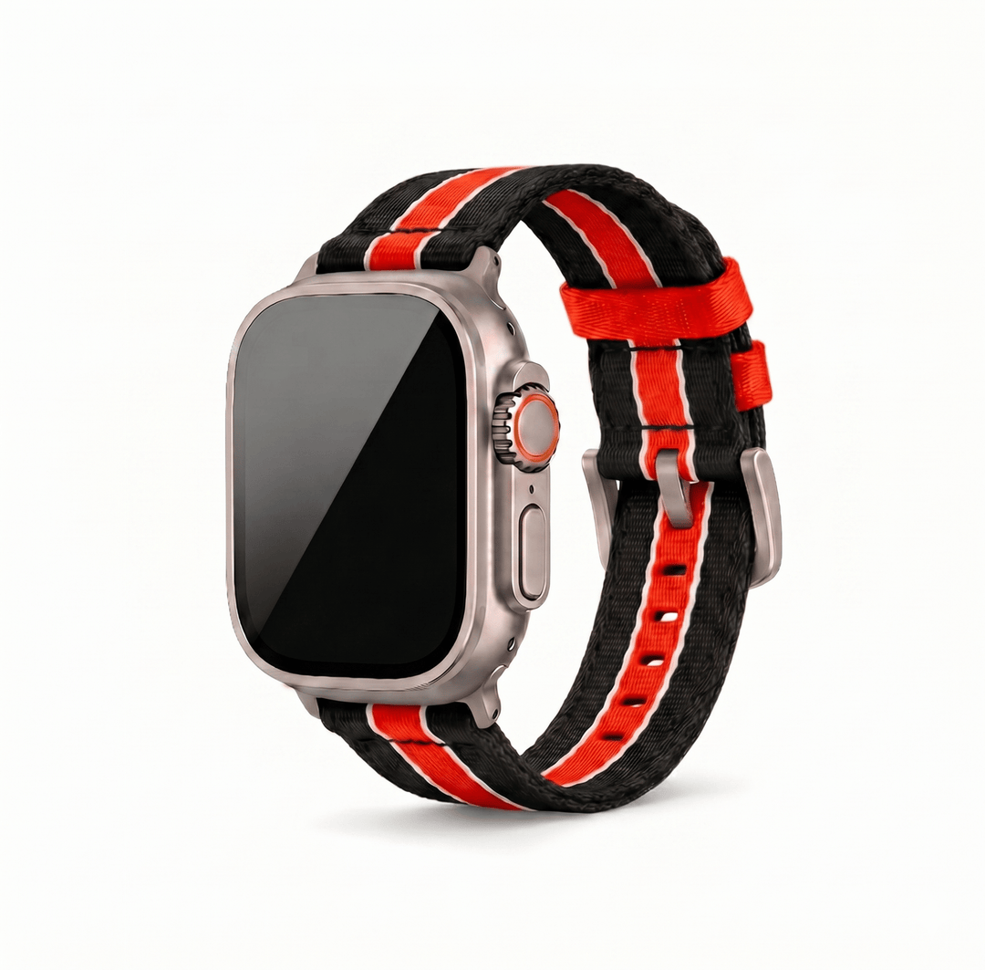 Alpha2 Band - For Apple Watch ULTRA - Racing Stripe - Black Red White - BluShark Straps