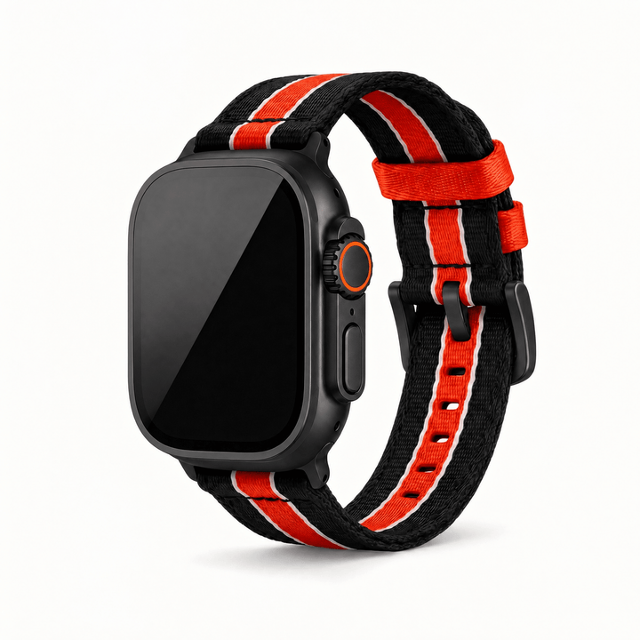Alpha2 Band - For Apple Watch ULTRA - Racing Stripe - Black Red White - BluShark Straps