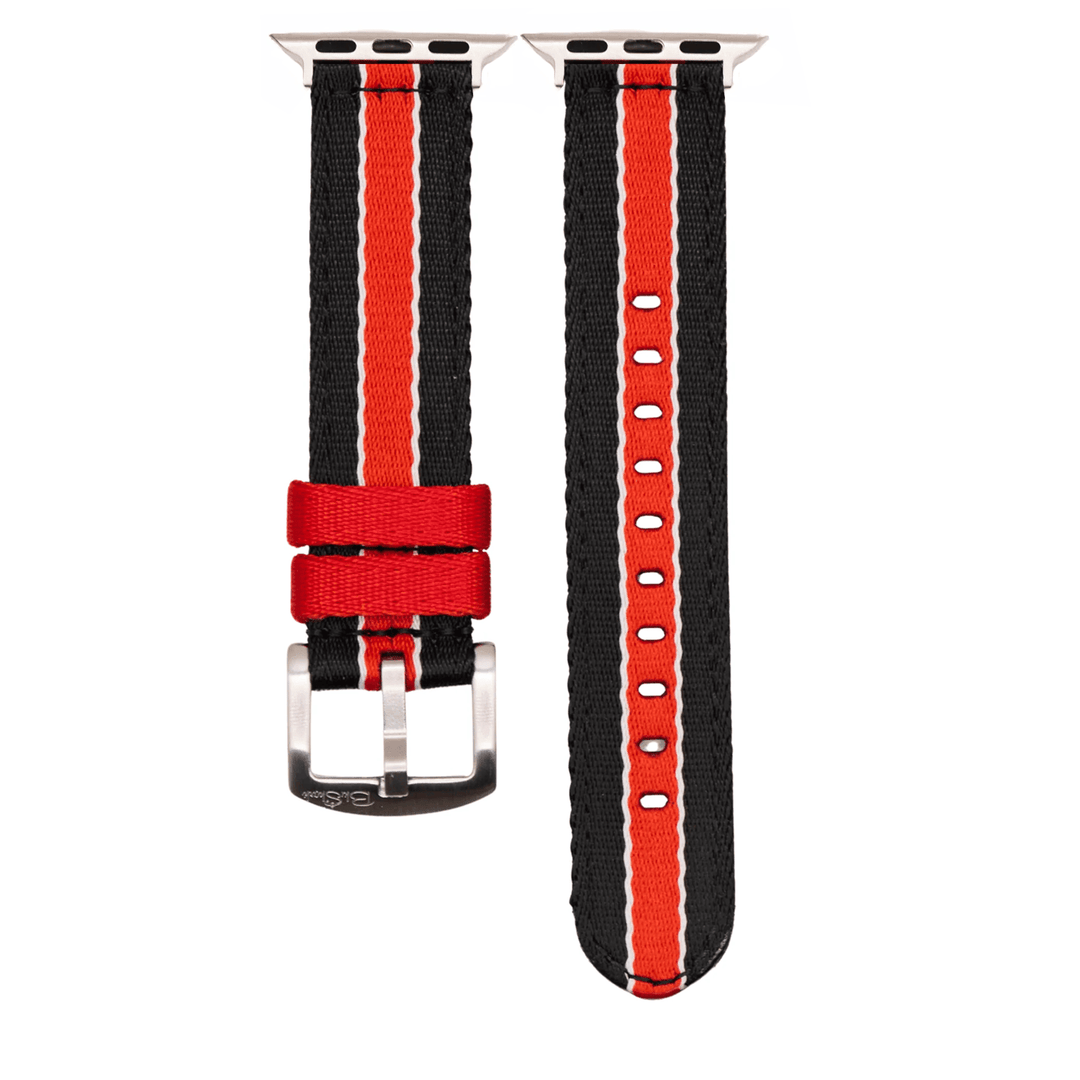 Alpha2 Band - For Apple Watch ULTRA - Racing Stripe - Black Red White - BluShark Straps