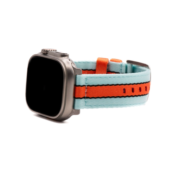 Alpha2 Band - For Apple Watch ULTRA - Racing Stripe - Blue Orange Black - BluShark Straps
