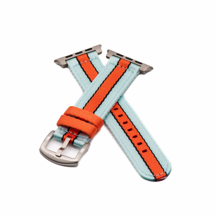 Alpha2 Band - For Apple Watch ULTRA - Racing Stripe - Blue Orange Black - BluShark Straps