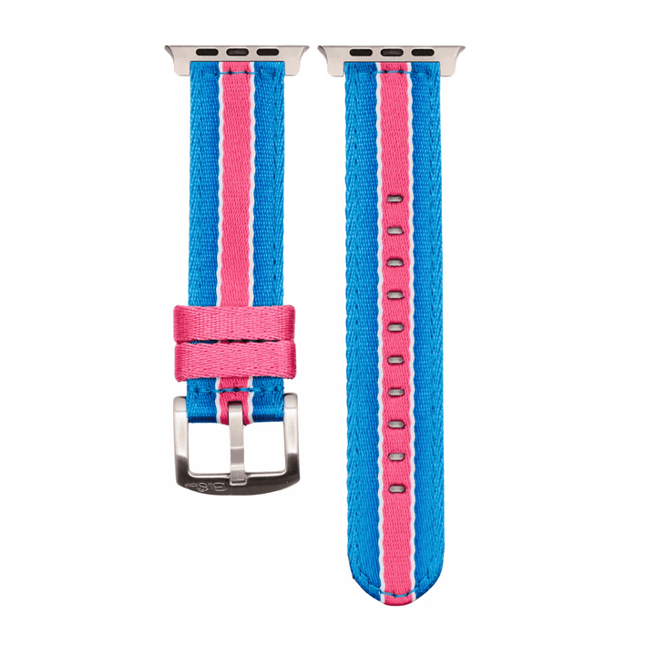 Alpha2 Band - For Apple Watch ULTRA - Racing Stripe - Blue Pink White - BluShark Straps