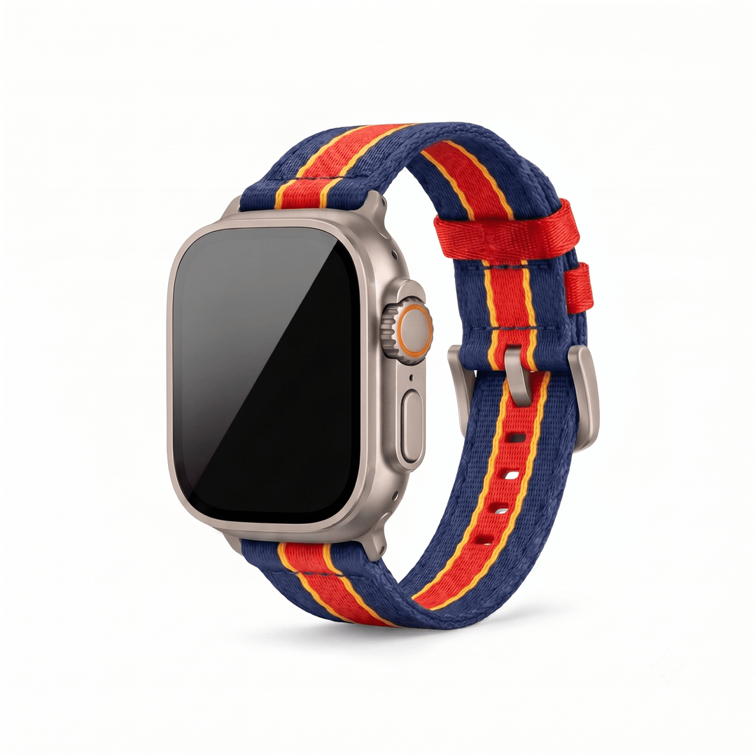 Alpha2 Band - For Apple Watch ULTRA - Racing Stripe - Blue Red Yellow - BluShark Straps