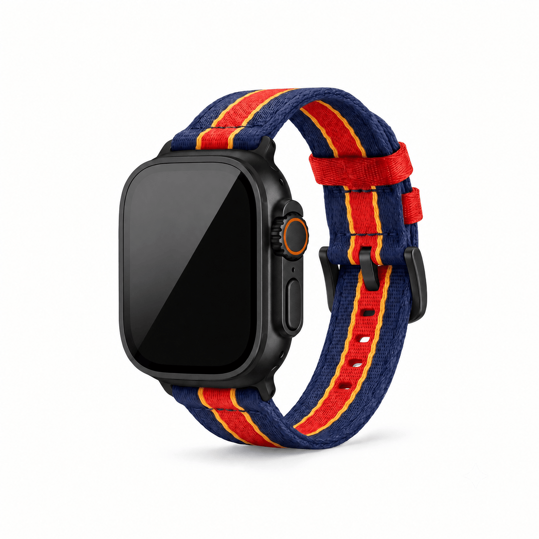 Alpha2 Band - For Apple Watch ULTRA - Racing Stripe - Blue Red Yellow - BluShark Straps