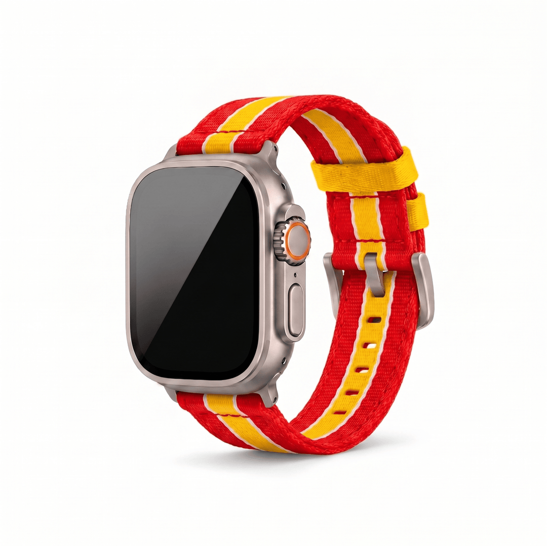 Alpha2 Band - For Apple Watch ULTRA - Racing Stripe - Red Yellow White - BluShark Straps