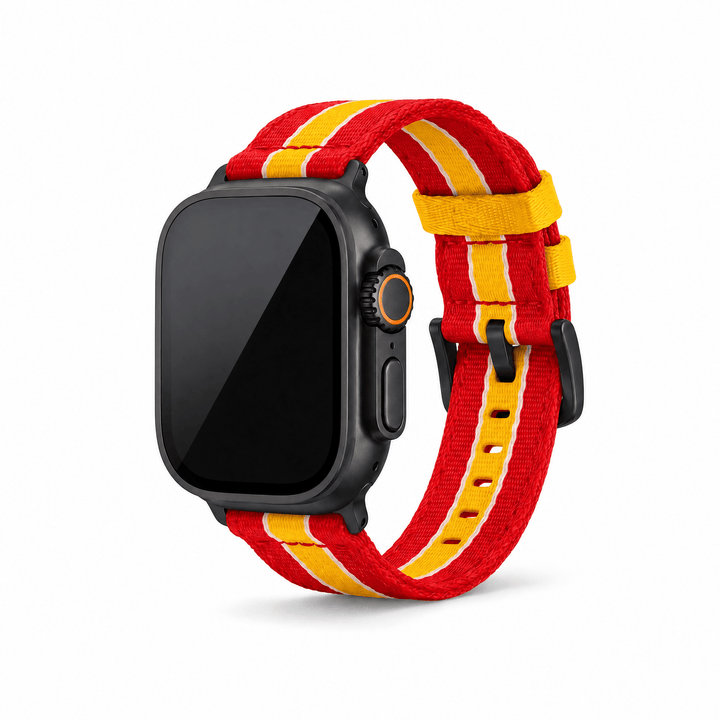 Alpha2 Band - For Apple Watch ULTRA - Racing Stripe - Red Yellow White - BluShark Straps