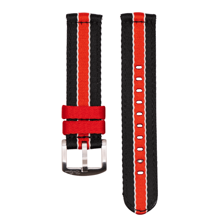 Alpha2 - Racing Stripe - Black Red White - BluShark Straps
